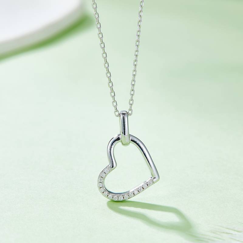 炫芯爱心PendantS925银Moissanite厘石D级0.1ct